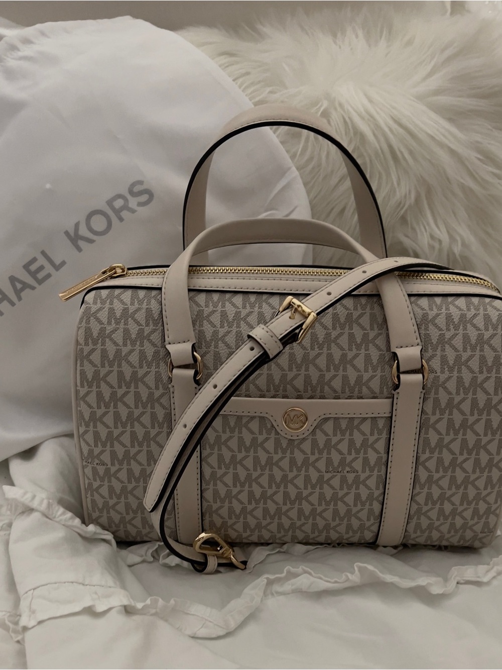 Michael Kors Beige Signature Satchel Bag
